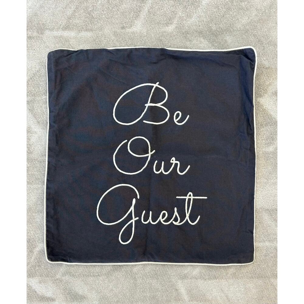 “Be Our Guest” Decorative Pillow Cover - 18x18 Gray Accent Cushion Case